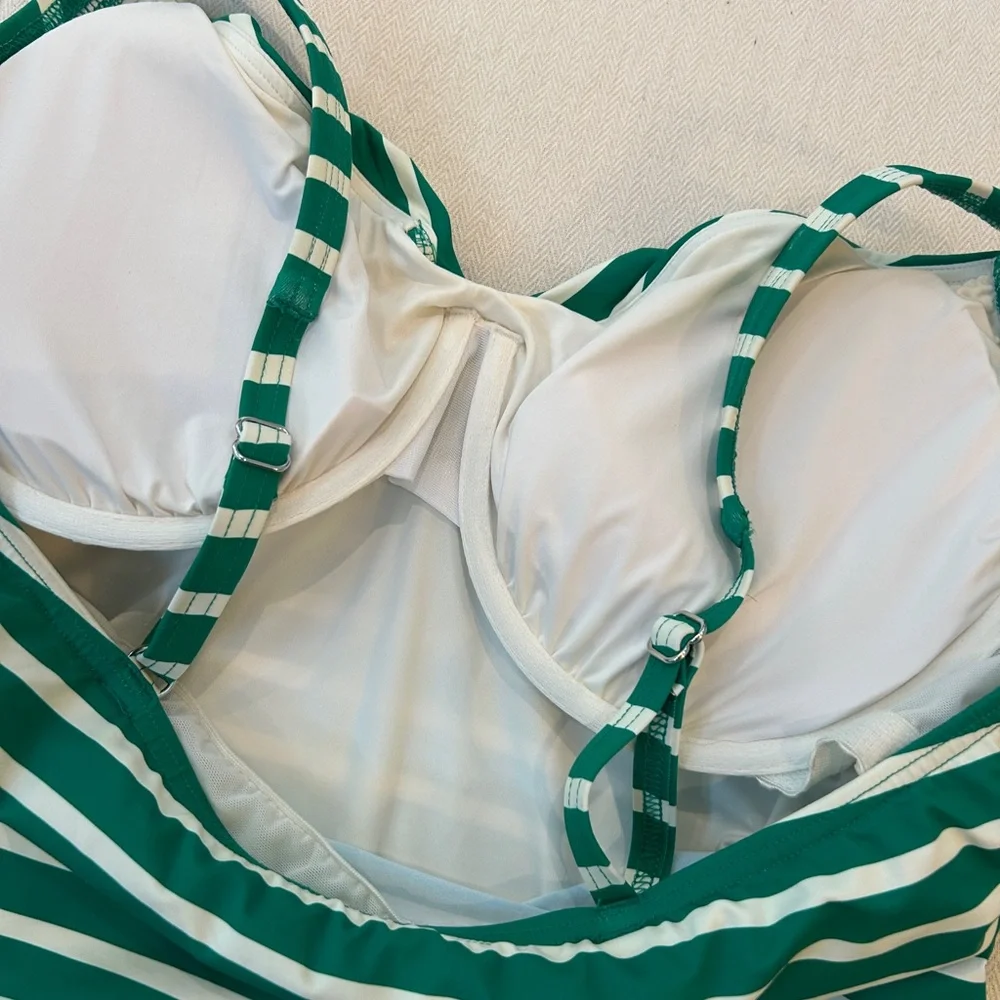 Lands' End Green and white Tankini swim Top SZ 18 XL - Picture 4 of 5